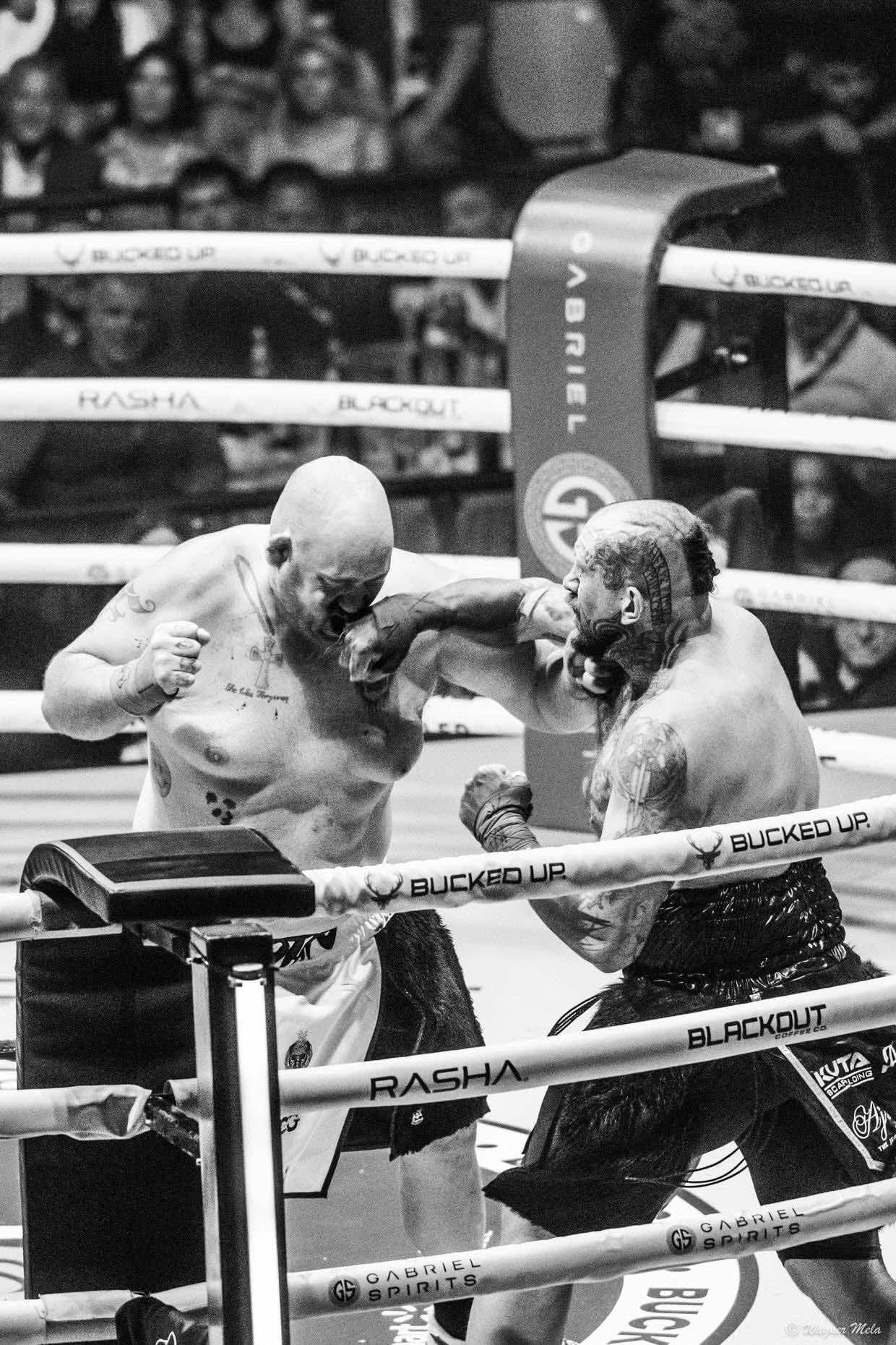 Black and white fight